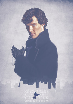 lauraracero-portfolio:  Consulting Detective (2014)Sherlock Holmes is played by Benedict Cumberbatch in ‘Sherlock’ TV series on BBC One.Digital painting –except London skyline. Buy the Art Print. 