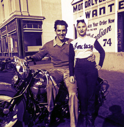 Patti Waggin grew up with an uncle that encouraged her interest in motorbikes.. As a teenager, she was already competing in motorcycle riding meets.. She&rsquo;s seen here, posing for a candid photo with her 2nd husband: Bill Brownell..  Brownell happened