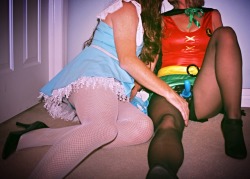 sexsweetsstockingsandsuperheroes:  Costume fun!! —Logan &amp; Ororo— 