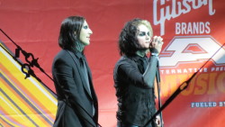 spookyprgirl:  Chris Motionless &amp; Devin “Ghost” Sola of Motionless in White introduce The Misfits at the 1st Alternative Press Music Awards Cleveland, OH July 21, 2014 Source: (x) 