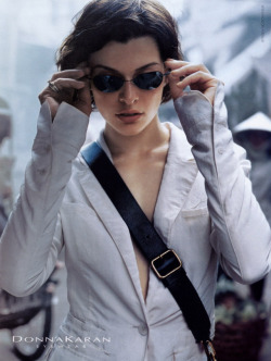 y2kaestheticinstitute:Milla Jovovich for Donna Karan Eyewear (Spring 2001)
