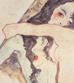 detailsofpaintings:  Egon Schiele, Zwei sich umarmende Frauen (Detail) 1911 