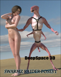  A carefully produced set of matching poses for Victoria 4 and the Swarmz Raider by DeepSpace3D: 10 Swarmz Raider poses. 10 V4 poses.                      Compatible with Poser 9 and up! Check the link for more info! Swarmz Raider PosePack
