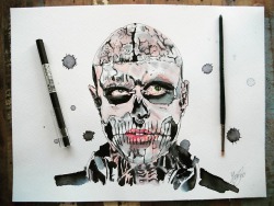 fez7art:I didn’t do this because I wanted to be different, I did this because I wanted to be me. — Rick Genest  watercolor on paper 32cm x 24cm available  #RickGenest #ZombieBoy #ripRickGenest #ripzombieboy #model #tattoo #tattoes #ladygaga #fashion