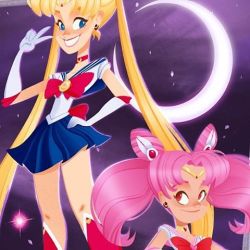 Crop of Print number 47 Sailor Moon and Sailor Chibiusa 