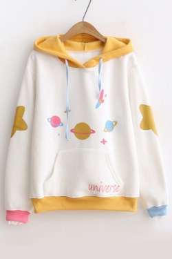 thenaturalscenery:  The Most Popular Hoodies &amp; SweatshirtsCartoon Universe &gt;&gt; Cartoon PlanetPotted Cactus &gt;&gt; Color Block CatsPotted Plants &gt;&gt; Pineapple PatternChic Rose &gt;&gt; Floral PrintedCartoon Planet &gt;&gt; BABY GIRL44%
