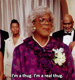thedarkchocolatedandy:  chazjagger:     I hate Tyler Perry but I love me some Madea. 