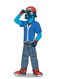 Gekogashira Satoshi, or Frogadier Ash, cause we just finished the last XY episode and movin on to XY&amp;Z.  Something to mark the occasion as one of those silly fan-theories of a fusion evolution, which I just interpreted as an anthro pokemon wearing
