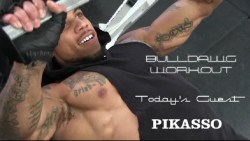 dawgpoundusa:  Coming up next—A workout video featuring Pikasso.  You may have seen him in ads for various designers—he’s appearing as a Dawgpound Gym Boy.  He will share with Bulldawg his workout routine.  Video to be posted in next couple days.