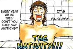 azumanaeasaahi:  here’s your daily reminder that asahi canonly dresses up as jesus for christmas every year and the karasuno team ‘crusifies’ him to the volleyball net  every year 