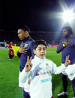 The kid doing an illuminati sign during the Ecuador’s national anthem at the Copa América 2015