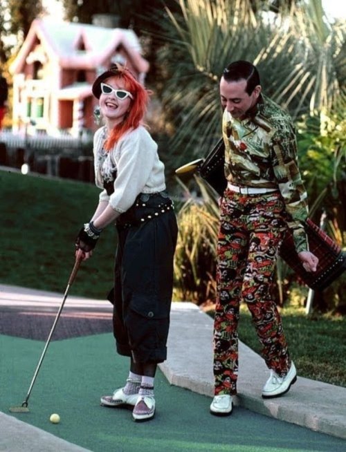 twixnmix:  Cyndi Lauper and   Pee-wee Herman  playing miniature golf, 1984.Photos by Chris Walter, 1984.  Adorable 💗