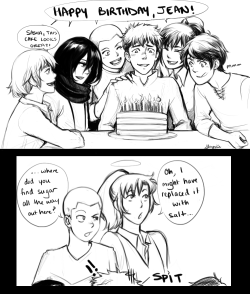 shynii:  Jean: *blows out the candles* Mikasa: What did you wish for Jean: For everyone to stop dying 