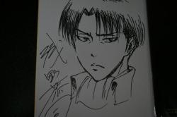 Two new sketches of Levi by Shingeki no Kyojin Chief Animation Director Asano Kyoji!For the second one, he’s sketching on one of the WIT STUDIO walls.These add to the ongoing collection of Asano Kyoji’s Levi &amp; Mikasa sketches!