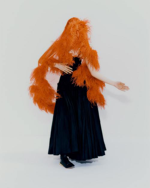 black-is-no-colour:Puss Puss Magazine N°13 Spring Summer 2021, Editorial “Birds of a Feather”. Veil, Maison Margiela by John Galliano, Défilé Spring collection. Dress, Molly Goddard. Shoes, Lanvin. Photographer Umit Savici, Model J Moon, styled