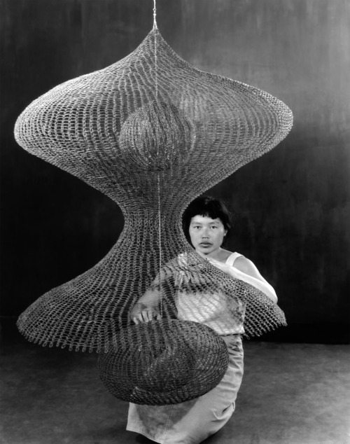 garadinervi: Imogen Cunningham, Ruth Asawa with one of her hanging looped-wire sculptures, 1957 [© The Imogen Cunningham Trust]