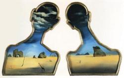 artist-dali:  A Couple with Their Heads Full of Clouds, 1936, Salvador DaliSize: 66x87 cmMedium: oil, wood