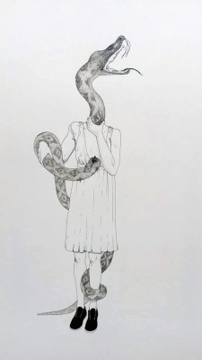 marianamagdaleno:  Yoanclaserpiente tinta sobre papel de algodón, 2014 En la exposición “Estudio de trazo” en el Museo de Arte Moderno. Mx DF 