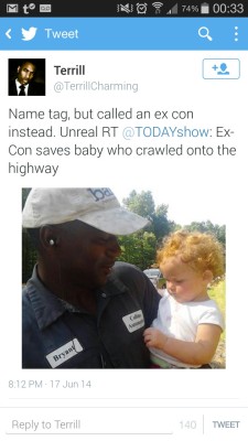 ibadbitch:  thickasschocolatemermaid:  yungasura:  thetallblacknerd:  titytwochainz:  smh  thats wildly uncalled for  Yo…  okay, how they know he’s an ex con? they dig into his past after he saved the baby? the title should be Bryant saves baby after