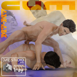 Cum  is composed of 12 poses for lovers M7M7 enjoying each other. Files for  DAZ Studio 4.8 and up are included in this set. Apply INJ pose files  directly to Genesis 3 Male and the genitals, then apply poses. Keep  Limits ON when prompted. This pose