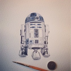mrssudoblog:  Finished :) took 4hrs, minus a cup of tea! #r2d2 #painting #watercolour #starwars #mothersday #droid 