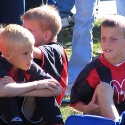 justinbieber:  Throwback with me and @ryanbutler lol I thought I was eminem died my hair blonde every summer
