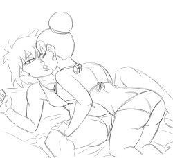  Anonymous said to funsexydragonball: can you draw chichi and gine tongue kissing in two piece bikinis please  I know I havenâ€™t drawn her much, but I do miss drawing Gine.