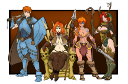 clumzor:Sword and Sorcery/D&amp;D Gardner family for Redraider91. I’d like to wish Red a happy birthday as well. From left to right. Samuel Gardner as the trophy husband/Cleric class. Liz Gardner as the Barbarian/Amazon queen, Barbarian Sam and Druid