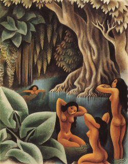 nativenudity:  “Bathing in the River”, from Island of Bali, by Miguel Covarrubias.   