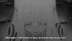 I know this was part was supposed to be meaningful but the only way I was able to understand her was because my stomach is never ever full ^__^ This is from Deadman Wonderland&hellip; Highly recommendedÂ 