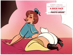   Helen Parr - Duck Face - Cartoon PinUp CommissionDo you agree with Robert? Where would you place a duck face? :)This is a commission for https://thegildoe.deviantart.com who asked for Helen Parr in Donald Duck costume.Red is her primary color, but