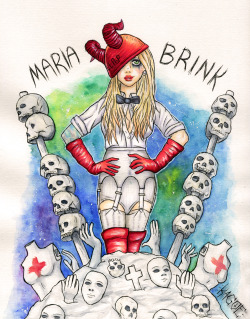 rhiannonkagoe:  Finished this today! It’s Maria Brink from the amazing In This Moment.. I’m proud on the background as I’m still getting used to watercolors  deviantART   Facebook