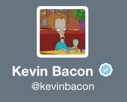 iloveoldermen:  Why did no one bother to tell me that Kevin Bacon’s Twitter profile picture is Roger from American Dad disguised as Kevin Bacon?  Soooo good