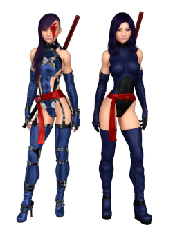 petercottonster:  Psylocke UpdateRight, so I was messing around with my X-girls when I realized that out of all of them, only Psylocke still didn’t have a ‘Classic’ look. So, after some tinkering and messing, I settled on a look that incorporates