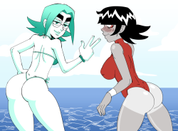 shameful-display:  I drew this while watching Robocop (2014). I guess that’s not really relevant. Here’s some swimsuits?   IT’S SUMMER TIME AND YOU KNOW WHAT THAT MEANSGONNA GO DOWN TO THE BEACH, GONNA DO SOME BEACHY THINGS