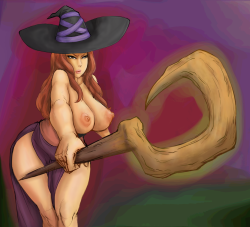 soubriquetrouge:  Why is everyone making such a huge deal out the the size of the Sorceress’s staff? It seems pretty reasonable to me, and it doesn’t seem to bother her.Original art here http://lmsketch.tumblr.com/post/58138042116 Fullsize at http://soubr
