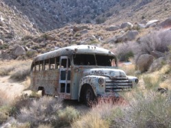 mansonfamilyutopia:one of the Manson Bus at Death Valley, today