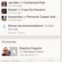 I think Foursquare knows I&rsquo;m a big boy. #DunkinDonuts #dinner (at Dunkin Donuts)