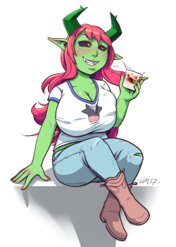 willmuzzish: A resourceful deviloid supplies her own mixers A Vera for @nyxondyx because sfw or very nsfw their art is always extremely cute and a joy to see 