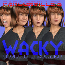 Let your G3F explore her silly side! WACKY!   This is wacky expressions FOR G3F. Special facial expressions  meticulously made for the Female Genesis 3, ready to be used with this  character in DAZ Studio 4.8 or greater. This cannot be used in Poser.