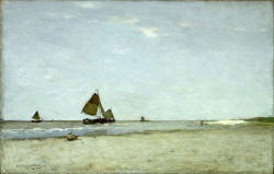 Johan Hendrik Weissenbruch (The Hague, 1824 - 1903); Bateaux de pêche (fishing boats), 1899; oil on canvas, 121 x 65.5 cm; Montreal Museum of Fine Arts