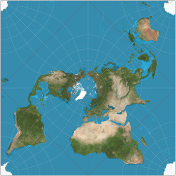 foresail:The Peirce quincuncial map projection will change your perspective on the world.(It’s more fun to look at map projections at xkcd though.)  Analysis.