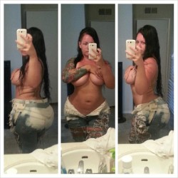 elkestallion:  Skin, jeans &amp; wet hair!!!!! Straight out da shower… #noMakeUp #noFilter #bombshell #body #stallion #cokebottle #curves #blessed jeans by @sorellaboutique and modified by my seamstress w 1 1/2 inch panels on my hips and 2 inch panel