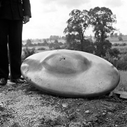 In 1967 five flying saucers landed in Somerset and across southern England. 1 - One of the strange objects, all resembling flying saucers and emitting noises, found in different parts of Britain. This one was found at Chippenham, Wiltshire. 2 - Engineer