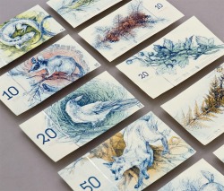 ser-louis:thepioden:  culturenlifestyle:Student creates beautiful banknotes for a fictional currency Student artist Barbara Bernat creatively re-imagines Hungarian paper money with designs that look like pages from a naturalist’s sketchbook.  The artist