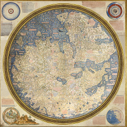 Fra Mauro's map of the world, 1448-1453, on loan from Venice, where it has never before left its library home.