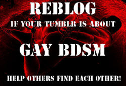 gagbondage:  twinktop:  Reblog is your Tumblr feed is about gay BDSM: help others find each other  Psc 