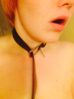 You can see the belt, but the look that comes to my eyes when the belt is tightened around my neck is just for Daddy.