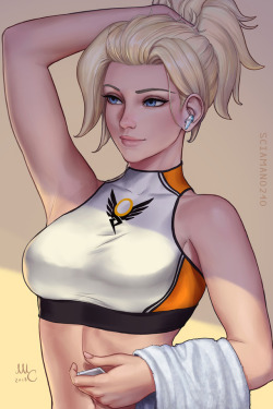 mircosciamart: Gym Mercy     Another gym OW character created out of a sketch I made last year.   