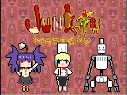 dlsite-english:   English Version: Junk-fu Masters! Circle: 8R4 Meet the Junk-fu Masters!The masters of junk food and f*cking… Order some greasy food and you might get sexual services! This is a little side scrolling beat'em up game made with pixel